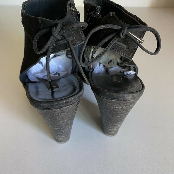 Paul Green Lexi Peep Toe Bootie Boot Sandal Heeled Zip Black Suede Bow 7… - Picture 6 of 7